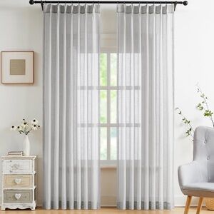 New WEST LAKE 50x102 Inches Silver Gray Pinch Pleated Sheer Curtain Panels